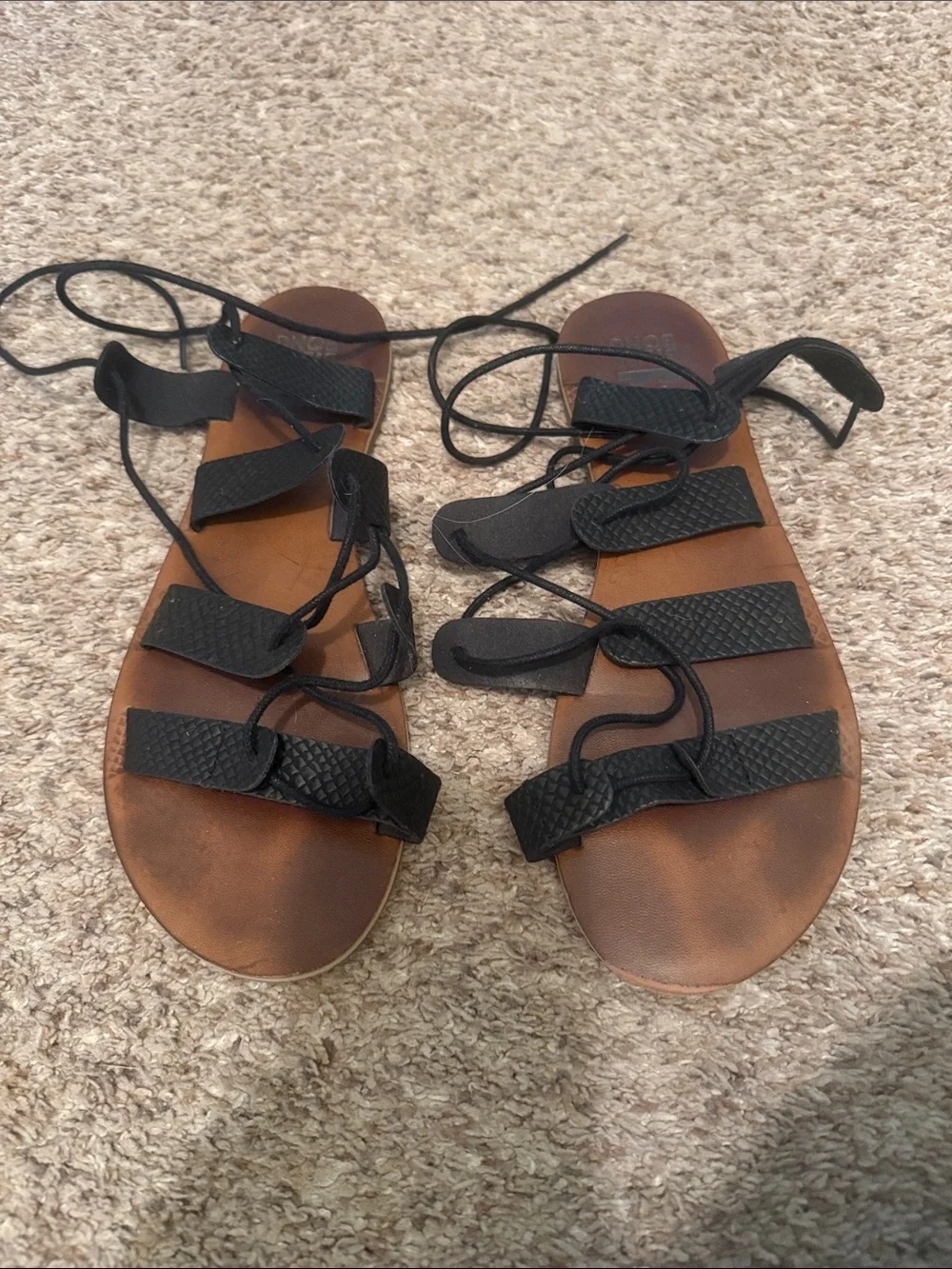 Billabong Black Strappy Gladiator Lace-Up Sandals